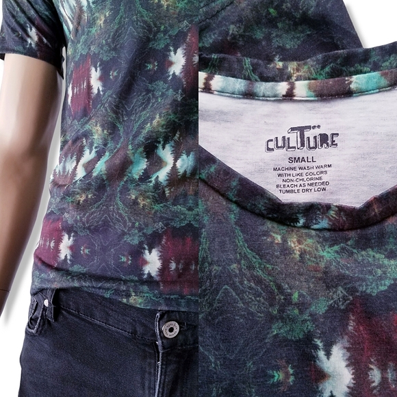 Culture Green/Brown Forest, Tree, Nature Trippy Print T-Shirt - Picture 6 of 8